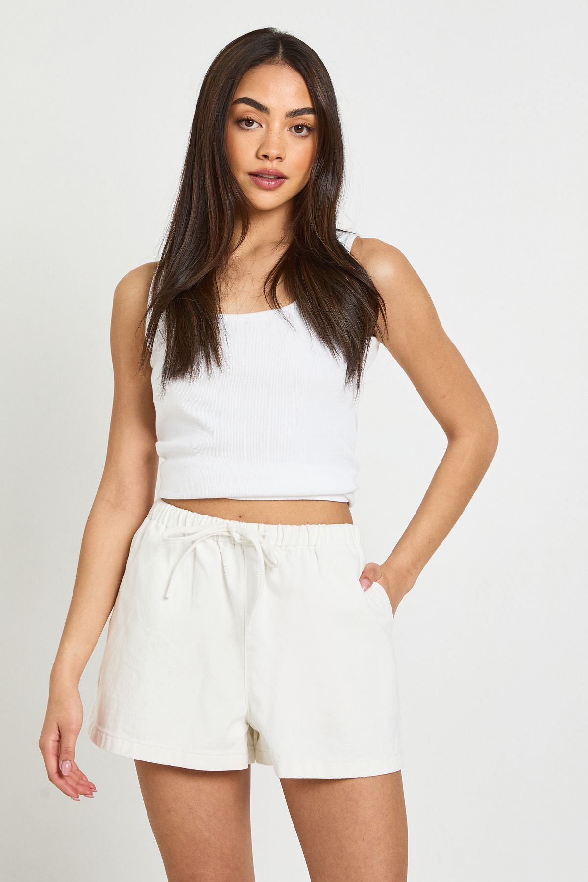 Denim Shorts met Elastische Tailleband voor Dames