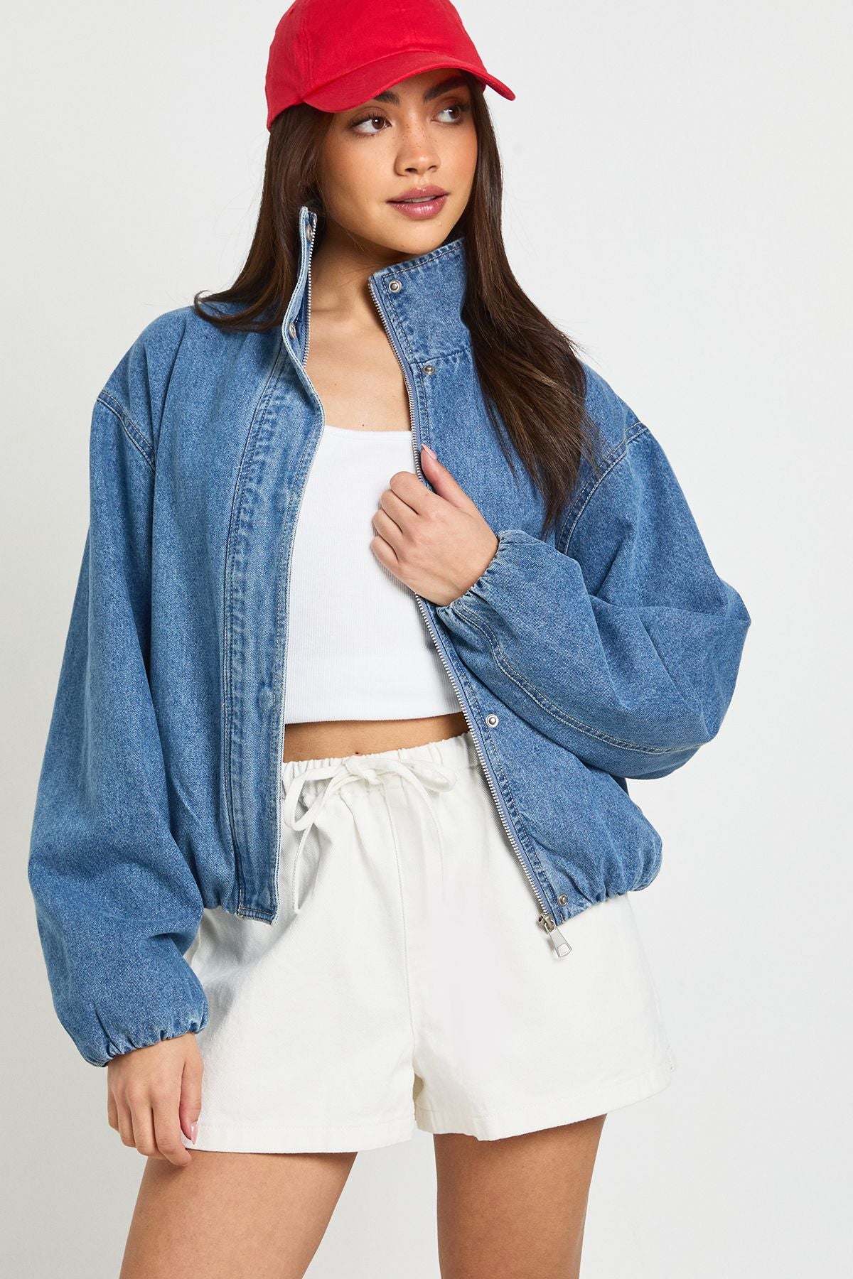 Denim Shorts met Elastische Tailleband voor Dames