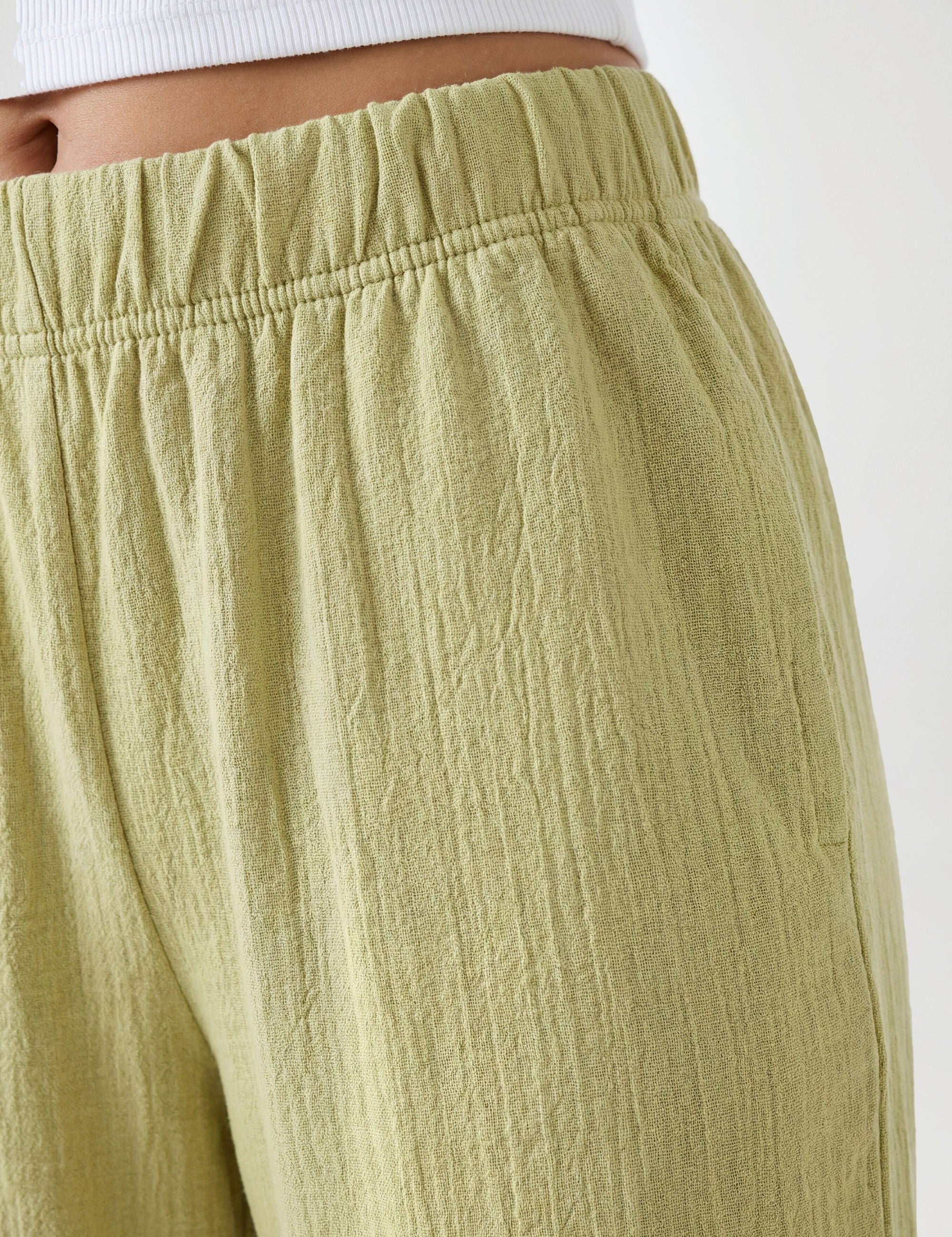 Basic Rib Wide Leg Broek in Zwart