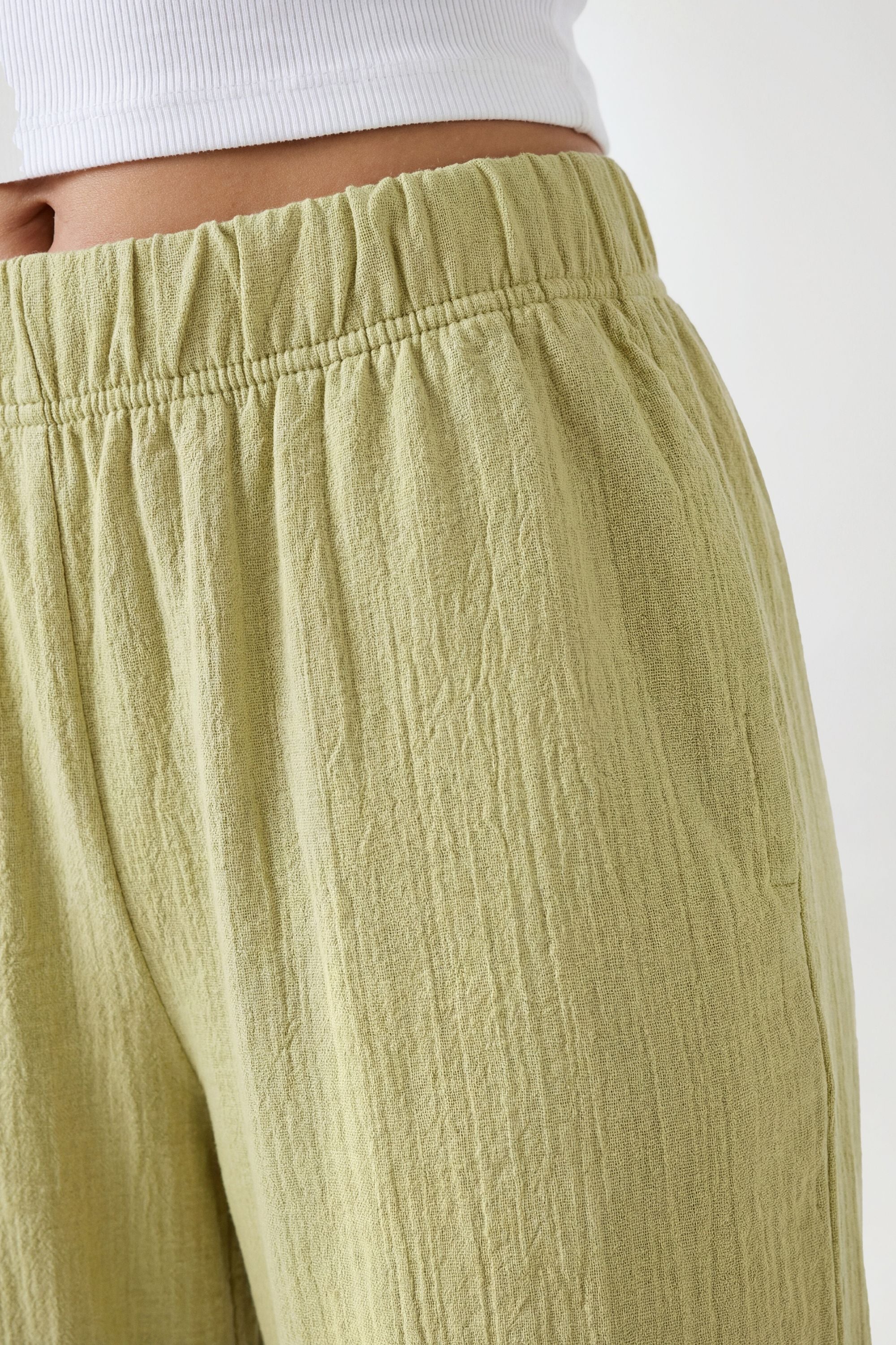 Basic Rib Wide Leg Broek in Zwart