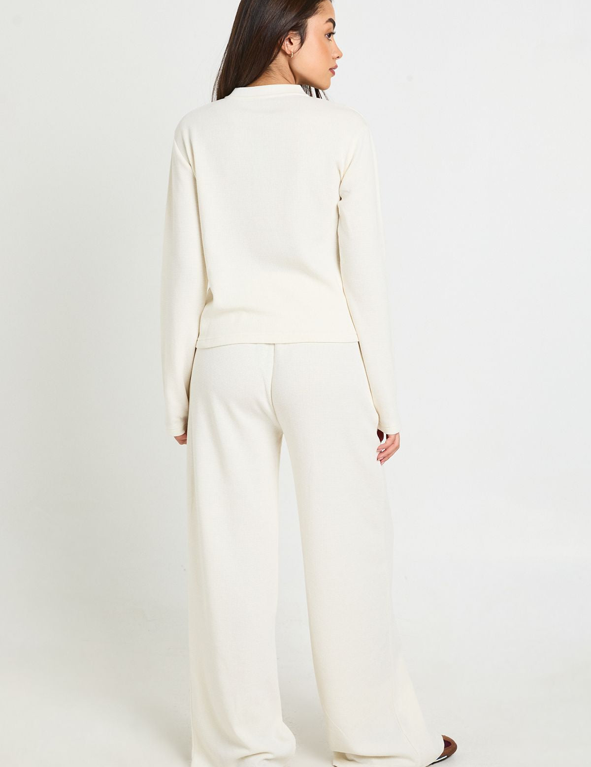 Waffle Straight Leg Broek voor Dames in Zacht Weefsel