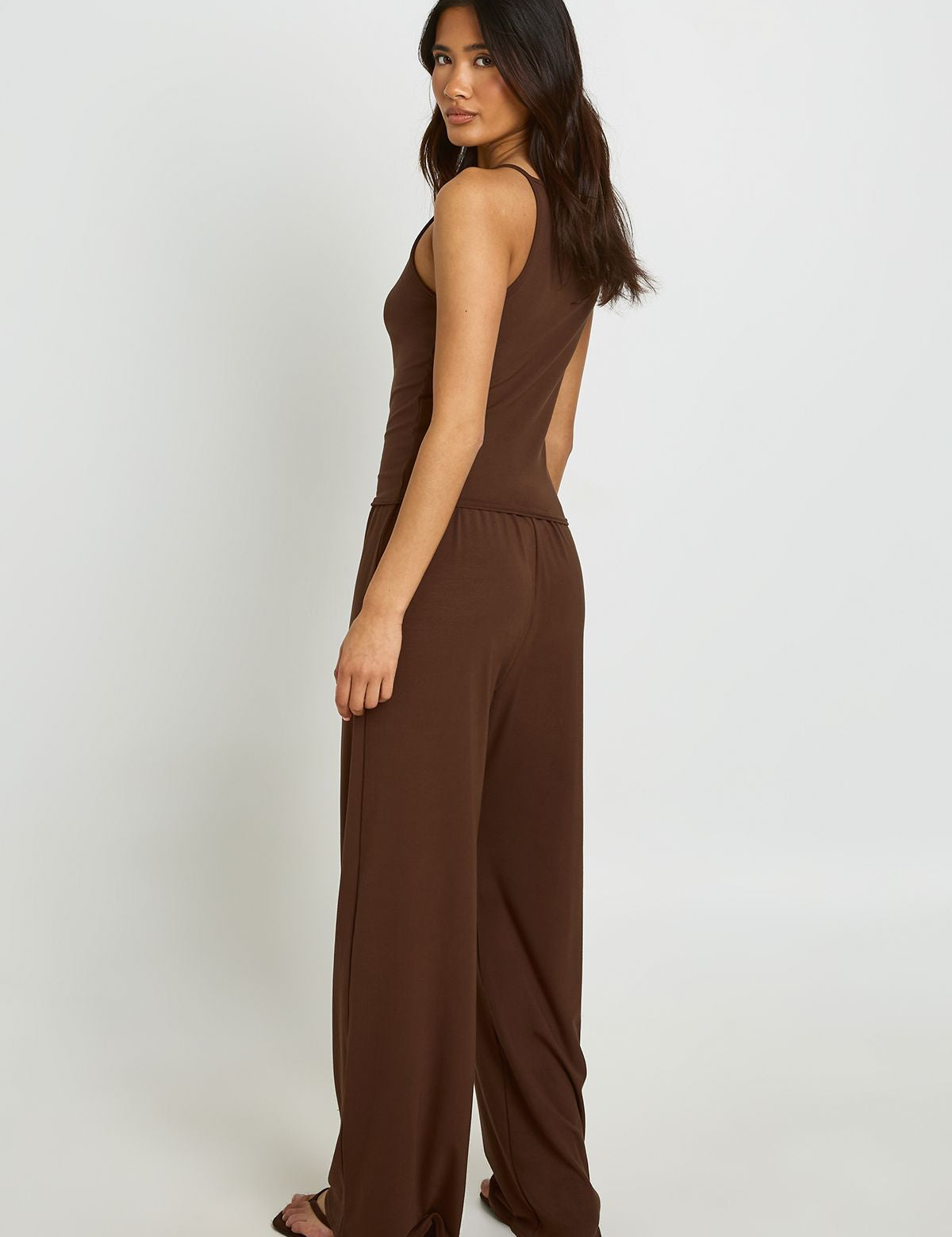 Soft Rib Co-ord Set: Vest en Straight Leg Broek