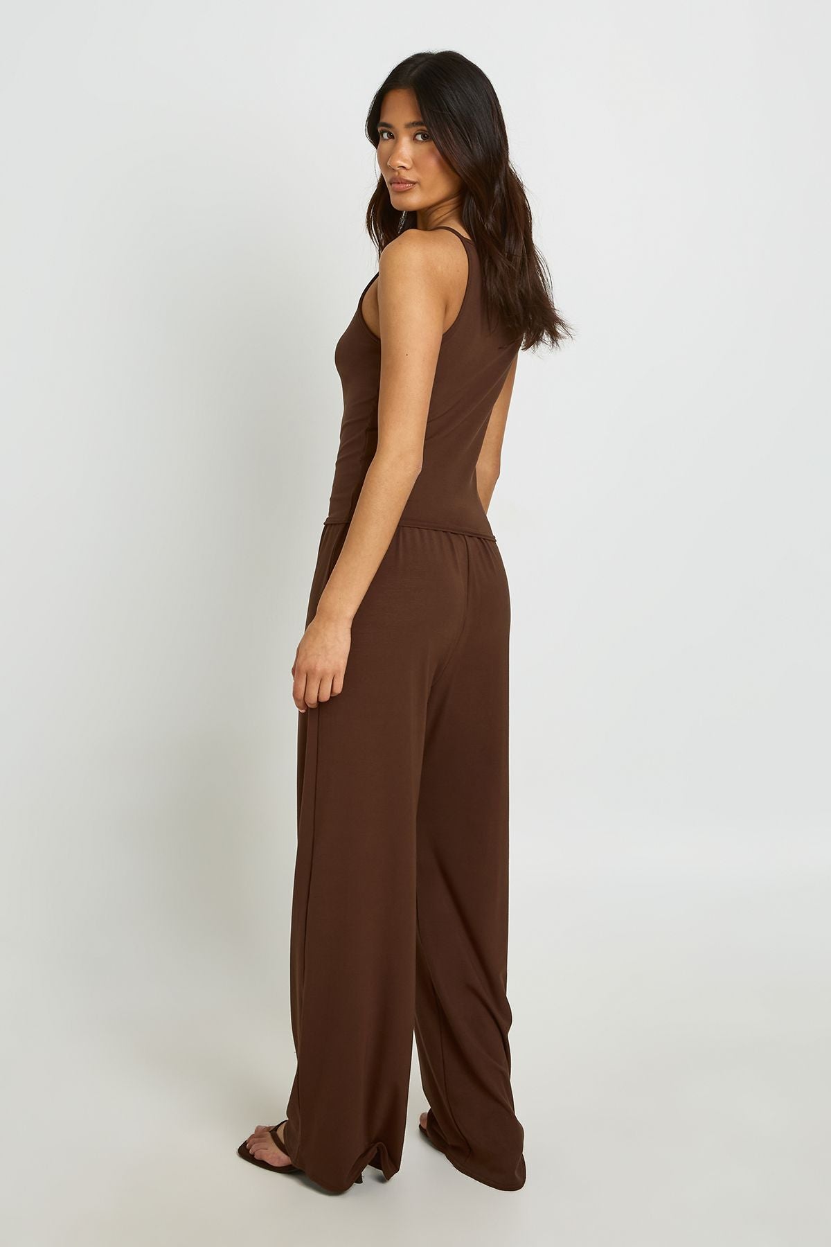 Soft Rib Co-ord Set: Vest en Straight Leg Broek