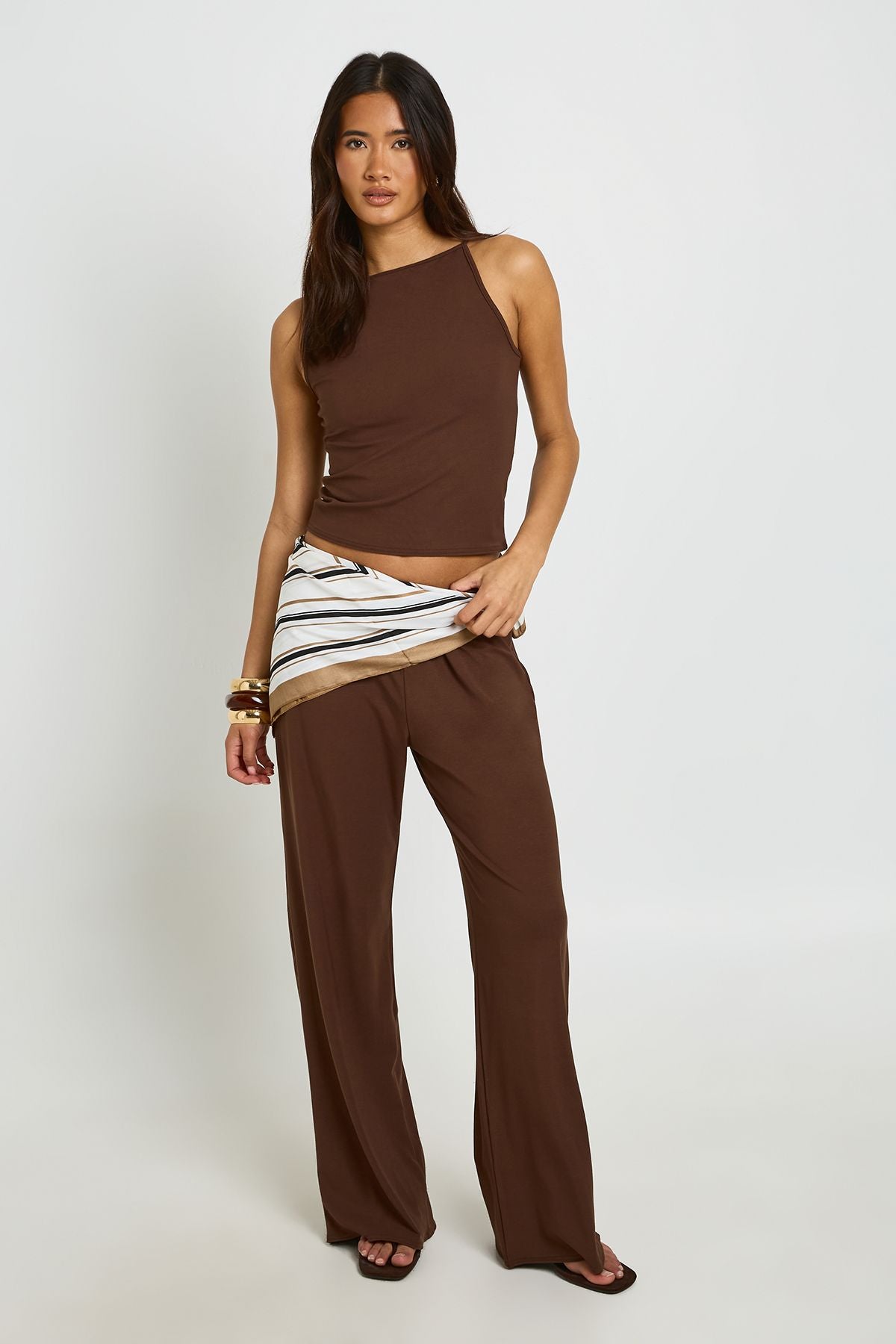 Soft Rib Co-ord Set: Vest en Straight Leg Broek