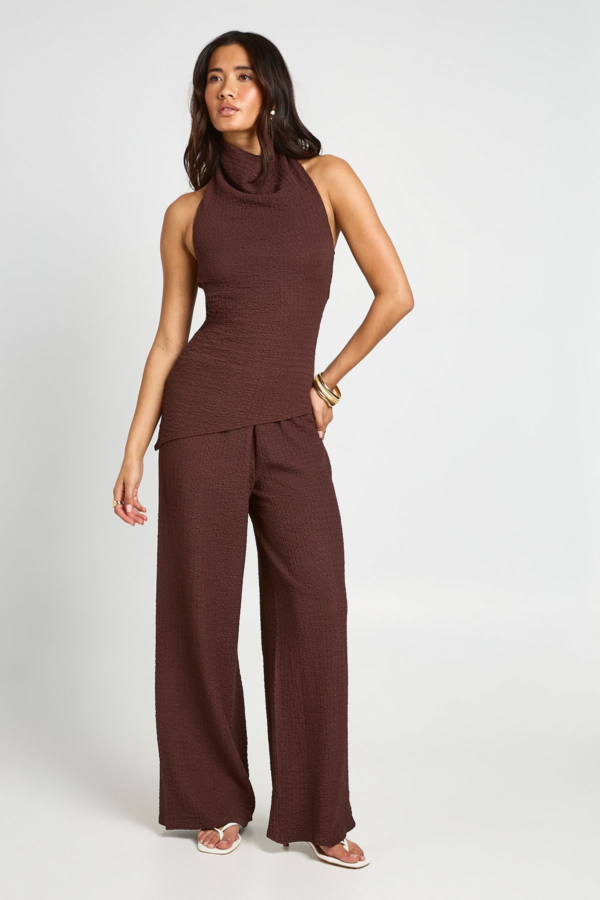 Gerimpelde Topje met Hoge Kraag - Elegant Crinkle Set