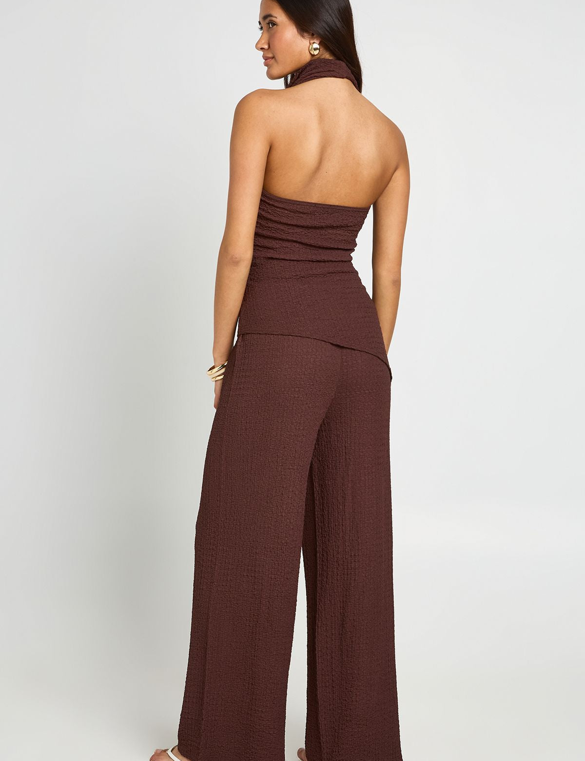 Gerimpelde Topje met Hoge Kraag - Elegant Crinkle Set