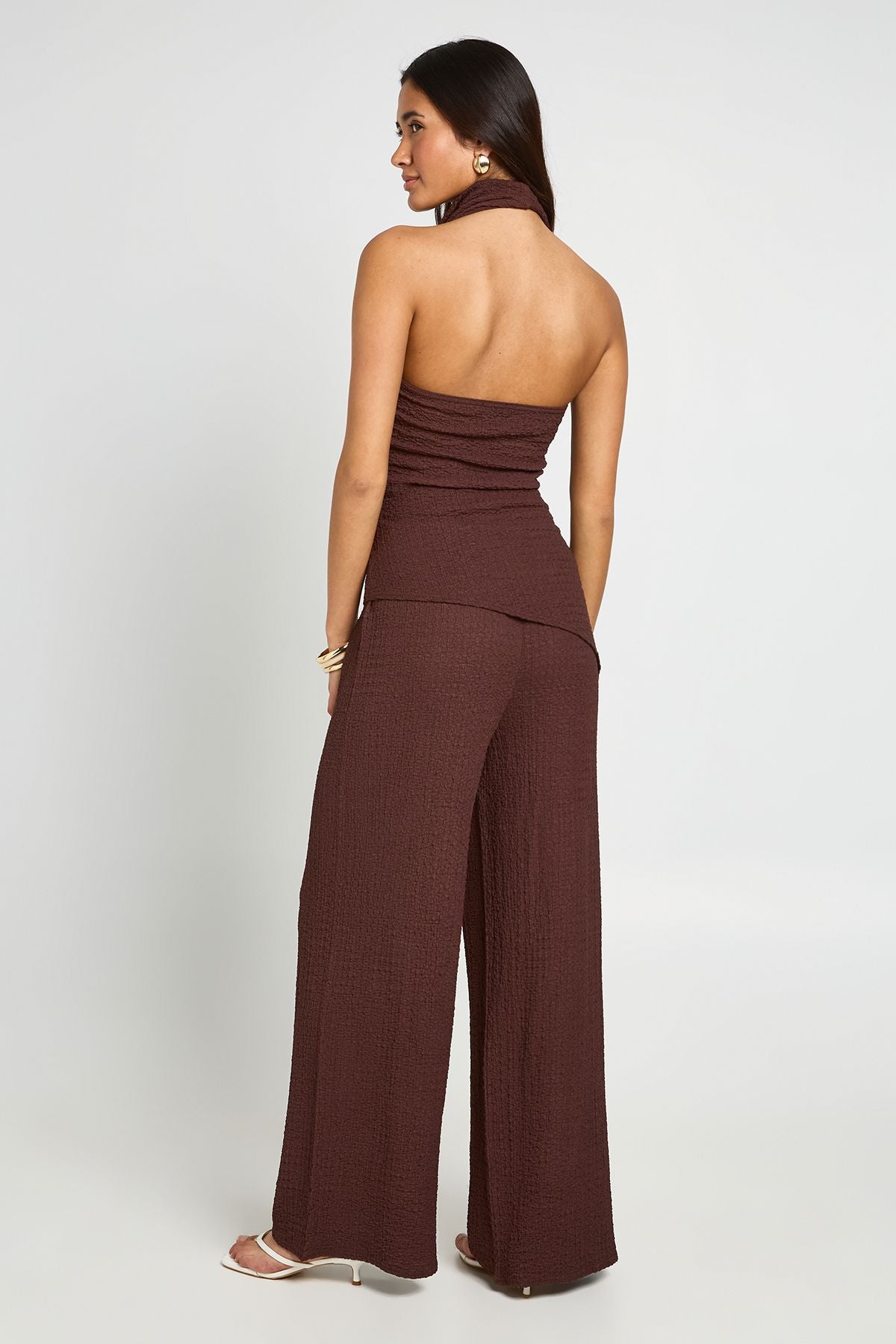 Gerimpelde Topje met Hoge Kraag - Elegant Crinkle Set