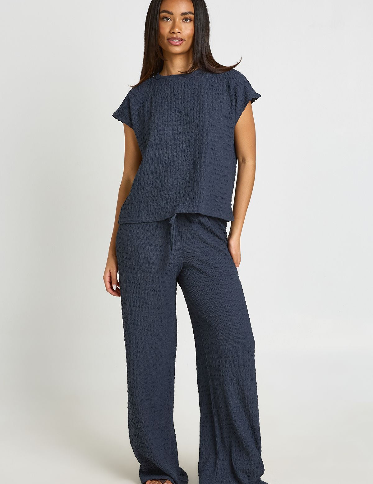 Crinkle Set: Pofmouwtop en Wijde Broek Combinatie