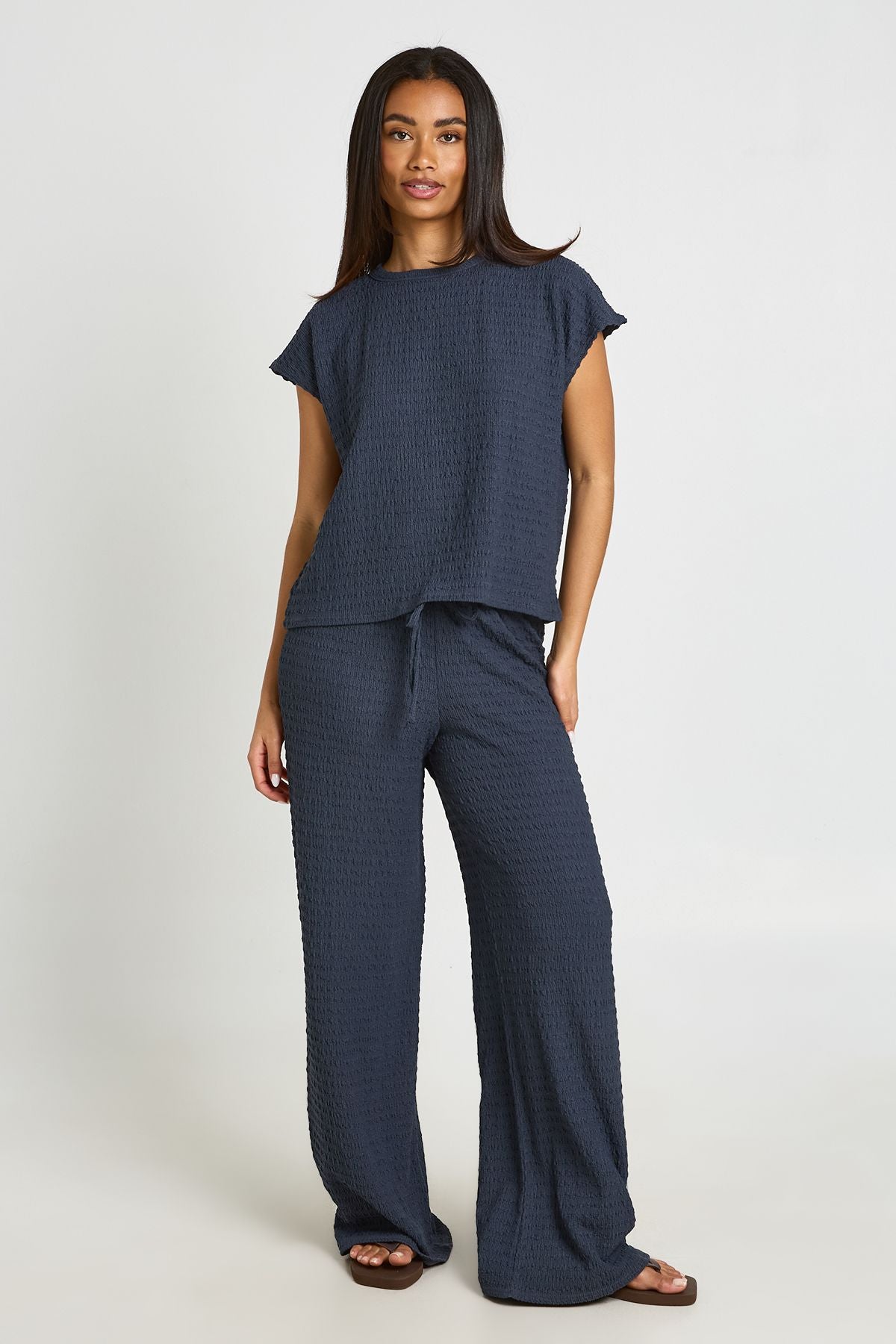 Crinkle Set: Pofmouwtop en Wijde Broek Combinatie