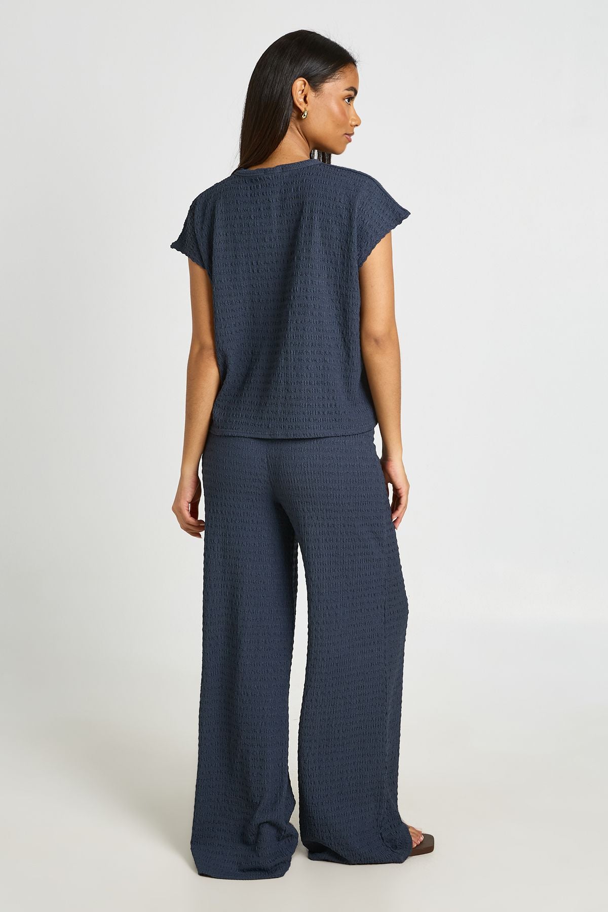 Crinkle Set: Pofmouwtop en Wijde Broek Combinatie