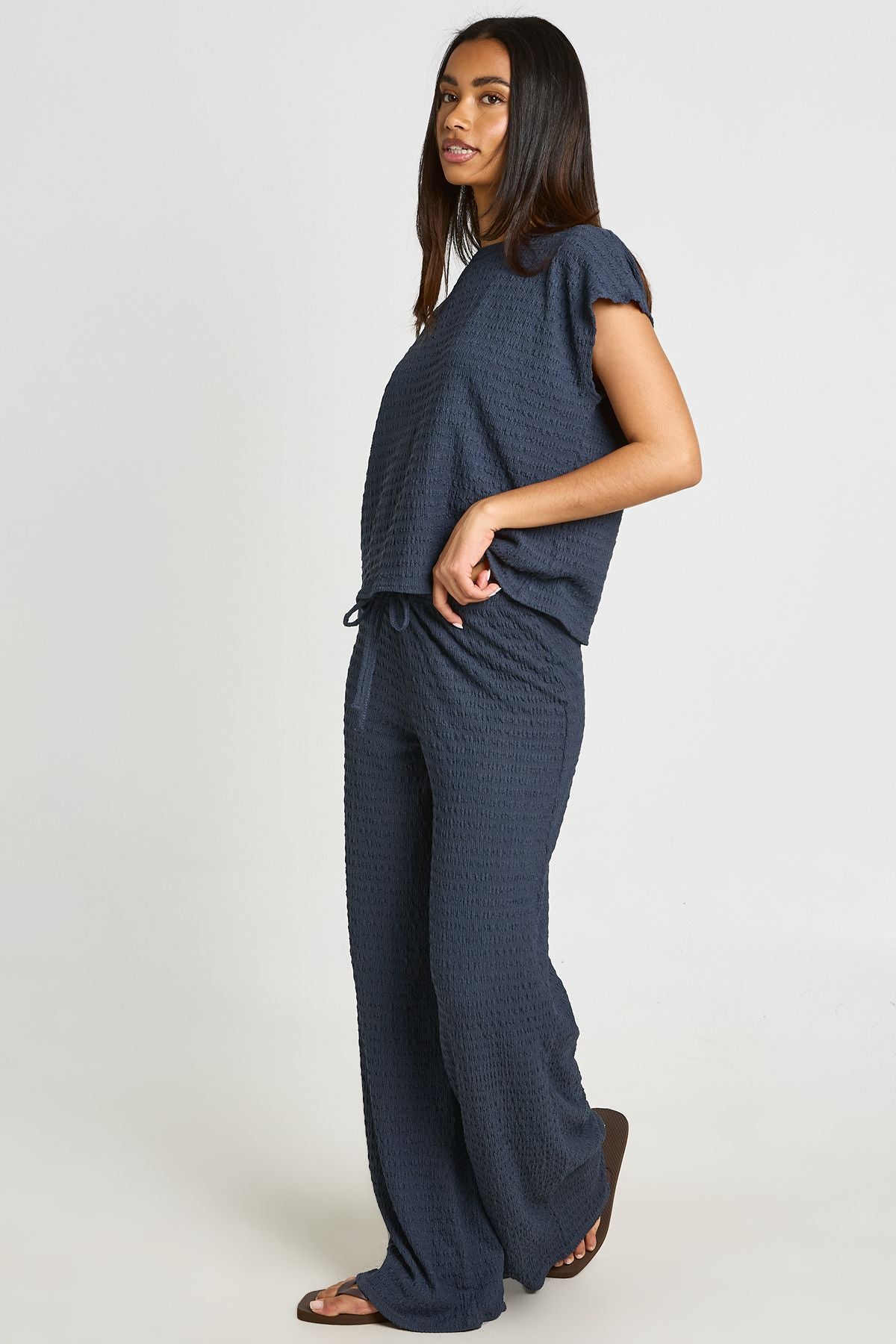 Crinkle Set: Pofmouwtop en Wijde Broek Combinatie