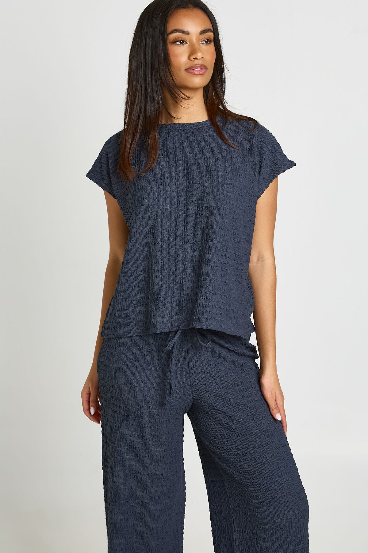Crinkle Set: Pofmouwtop en Wijde Broek Combinatie