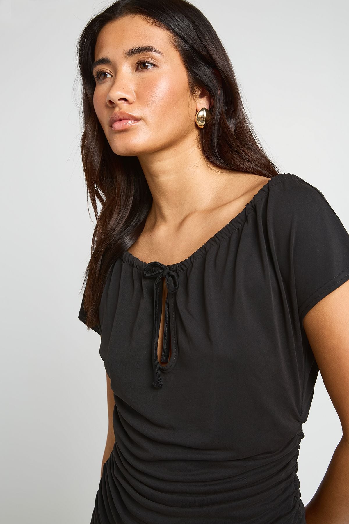 Modal Tie-Keyhole Top met Wide Leg Broek Set