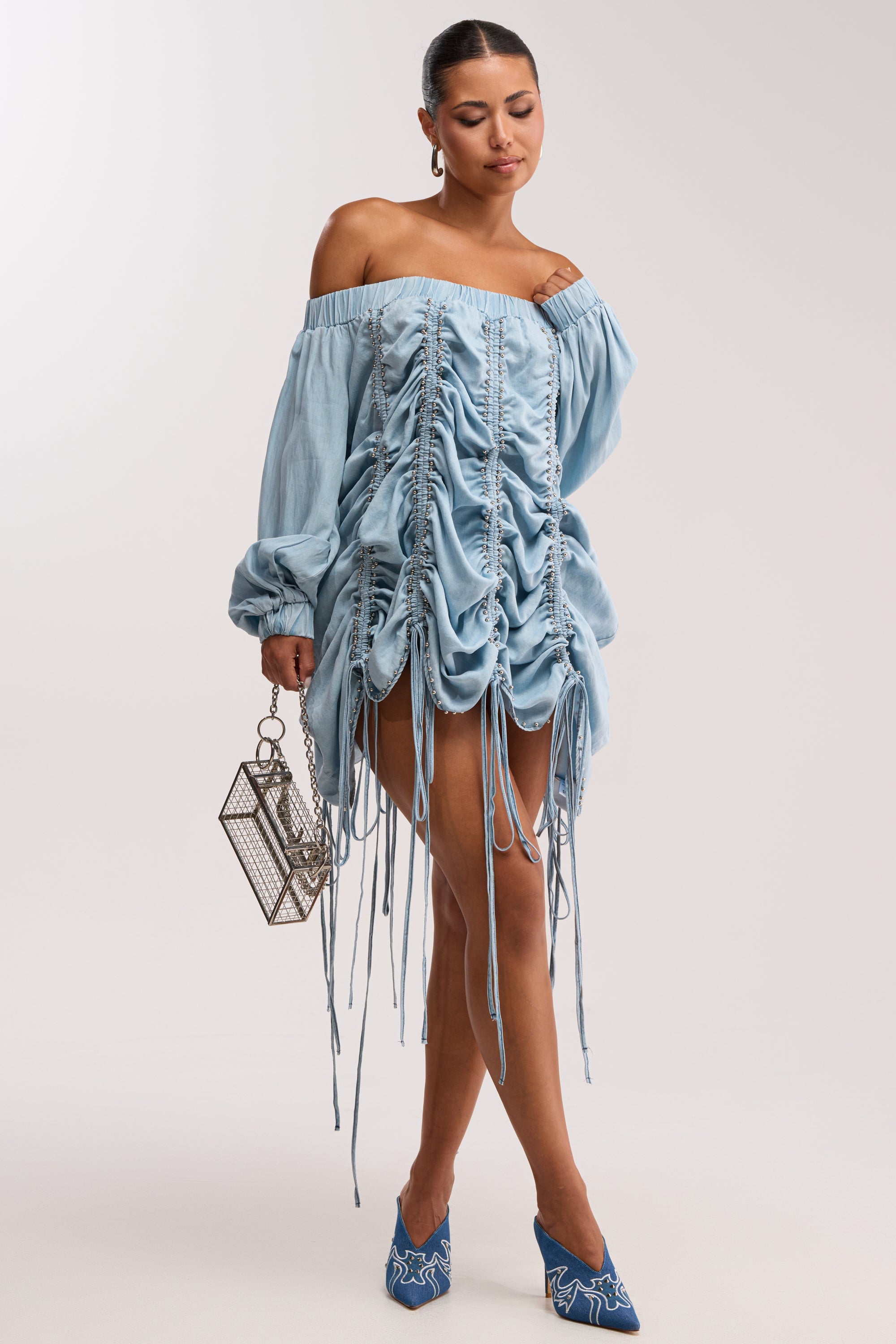 Free As Can Be Mini jurk in licht denim