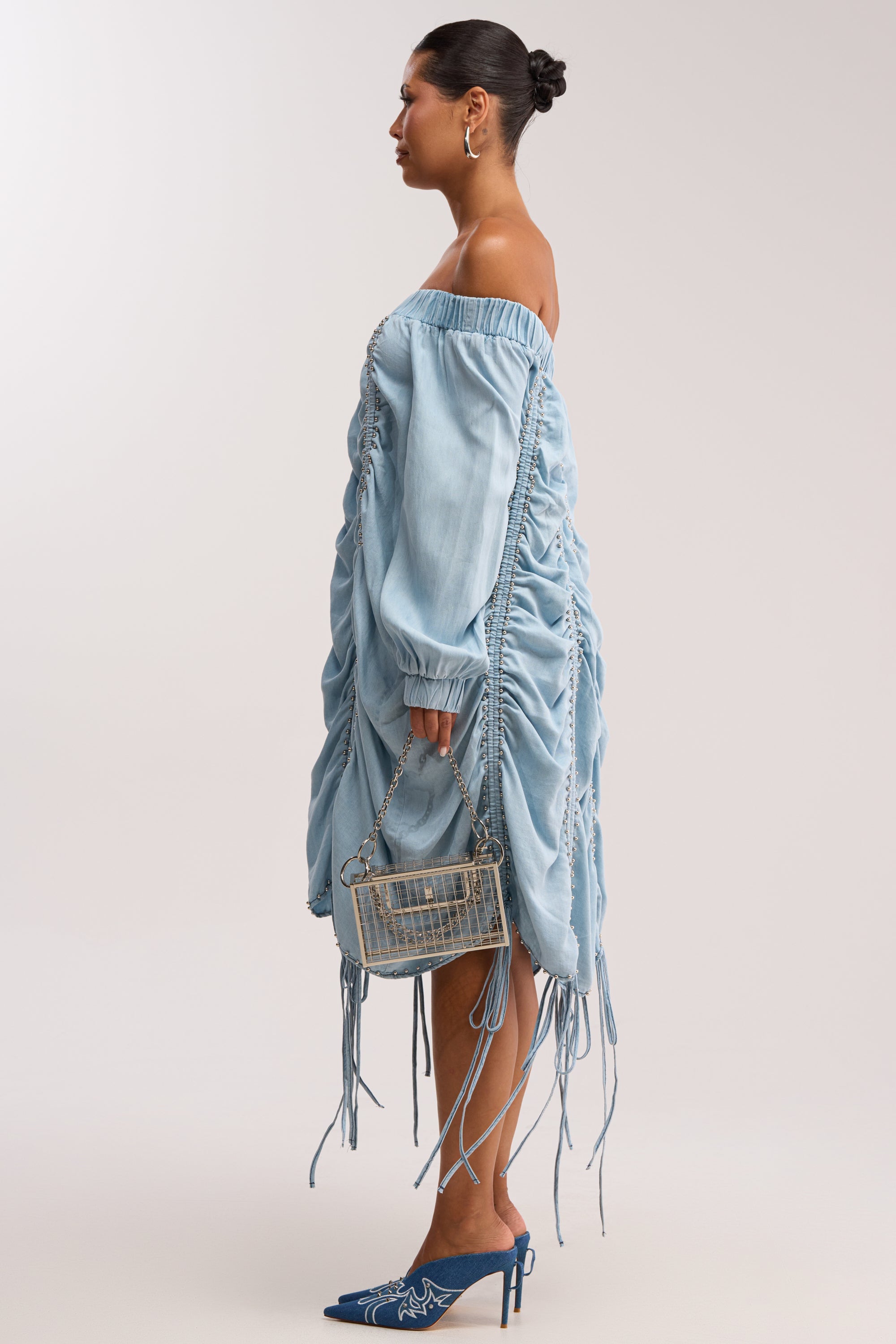 Free As Can Be Mini jurk in licht denim