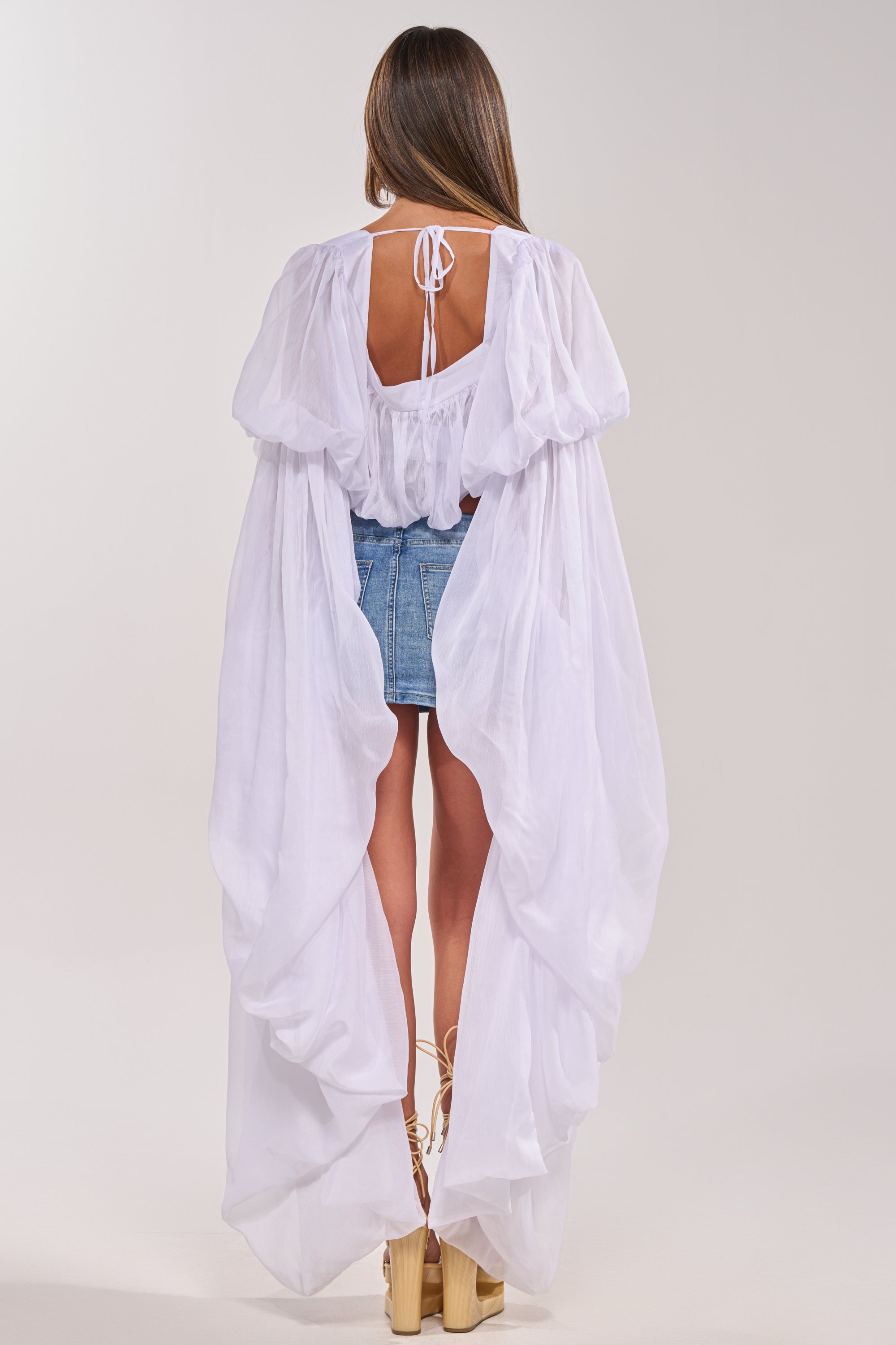 Witte Slouchy Blouse met Vierkante Halslijn