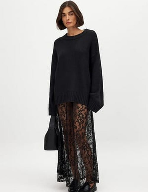 Lace Maxirok - Elegante Kantige Details voor Avonden