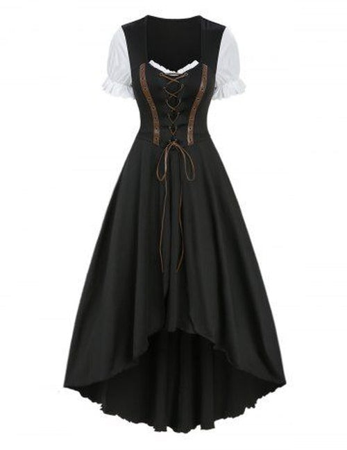Lace Up PU Strap Grommets High Low Asymmetric Dress