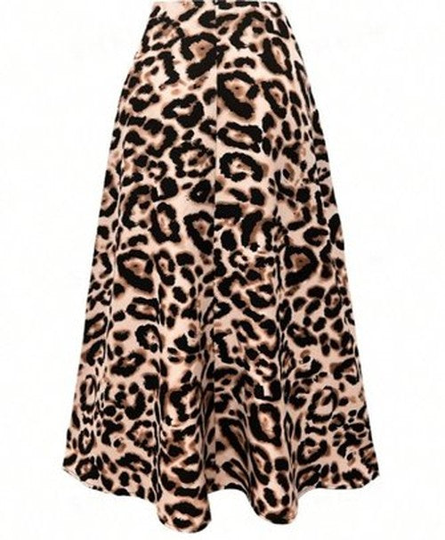 Luipaardprint zijden rok vintage stijl losse pasvorm