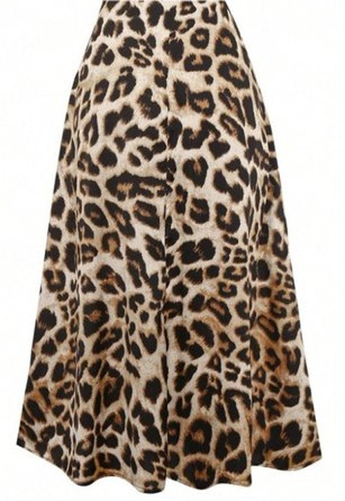 Luipaardprint zijden rok vintage stijl losse pasvorm