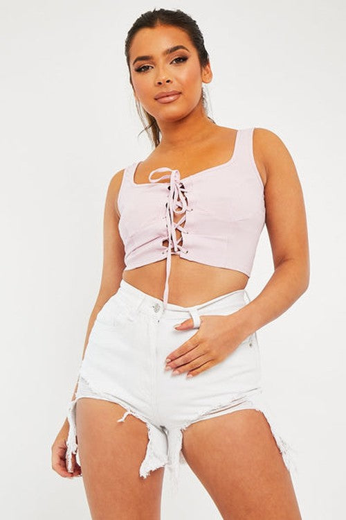 Lila Crêpe Corset Bralet Top – Judie