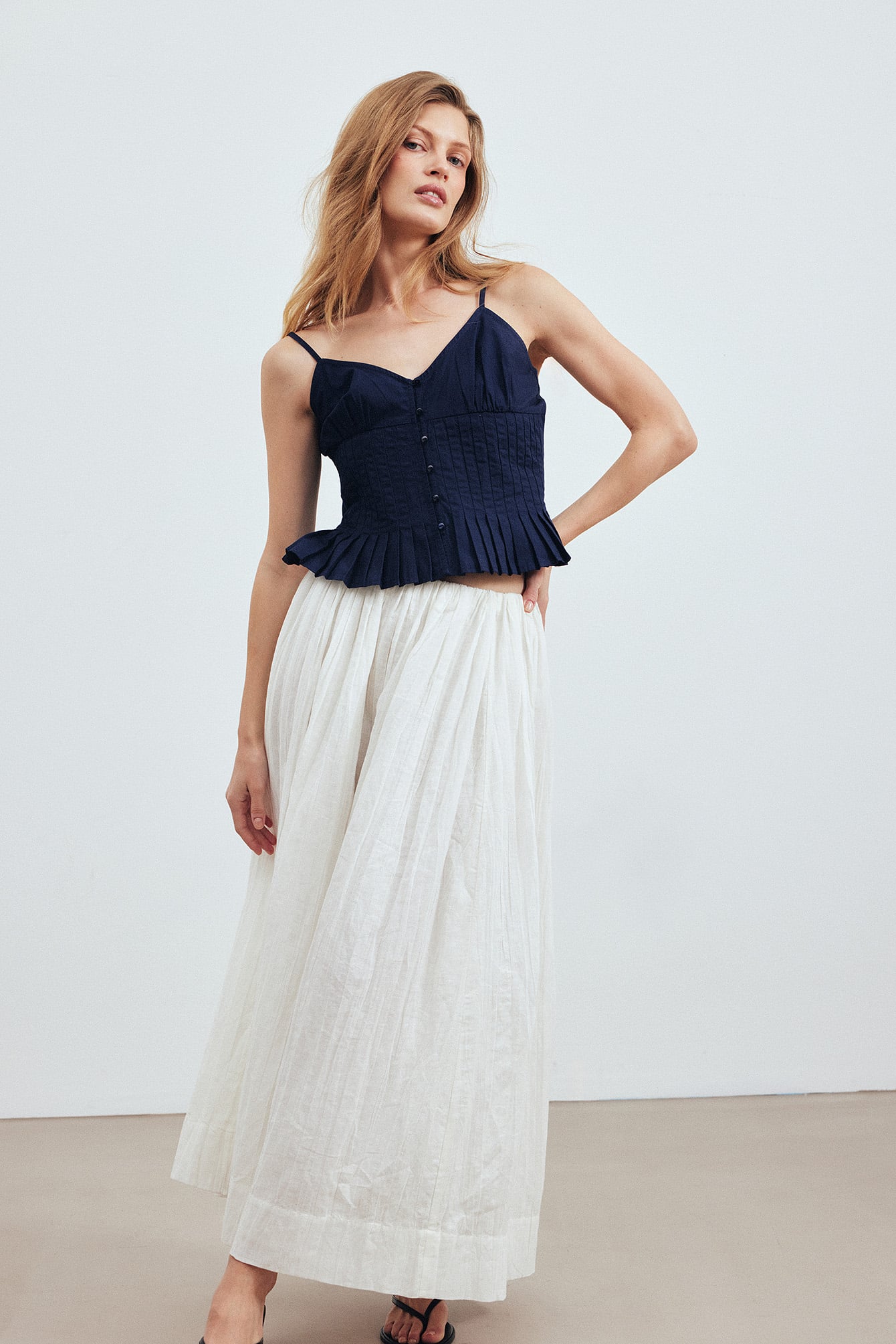 Linnen Midi Rock met Crinkle Effect - Zomers en Comfortabel