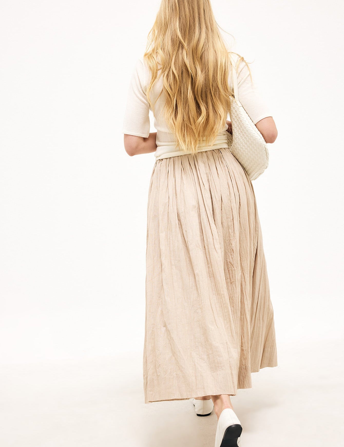 Linnen Midi Rock met Crinkle Effect - Zomers en Comfortabel