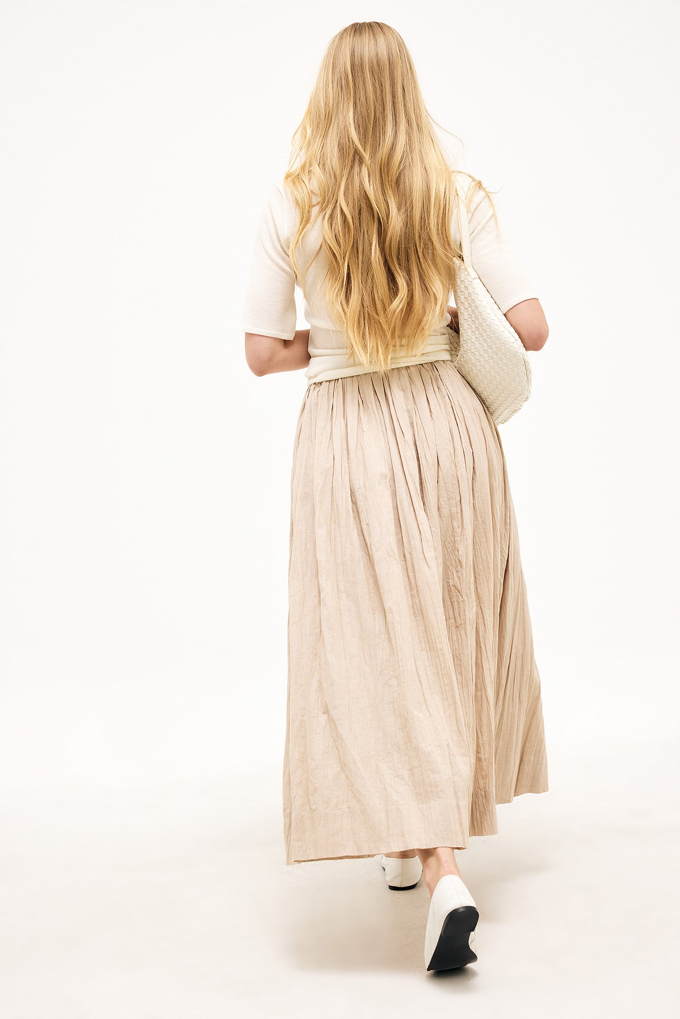 Linnen Midi Rock met Crinkle Effect - Zomers en Comfortabel