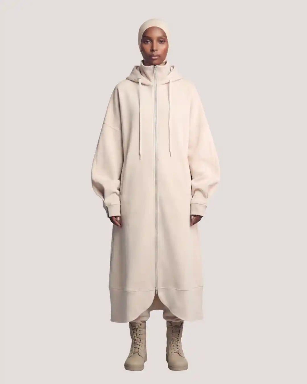 Lange Zip Hoodie Fleece — Maxi-Lengte Modest Hoodie | RUUQ