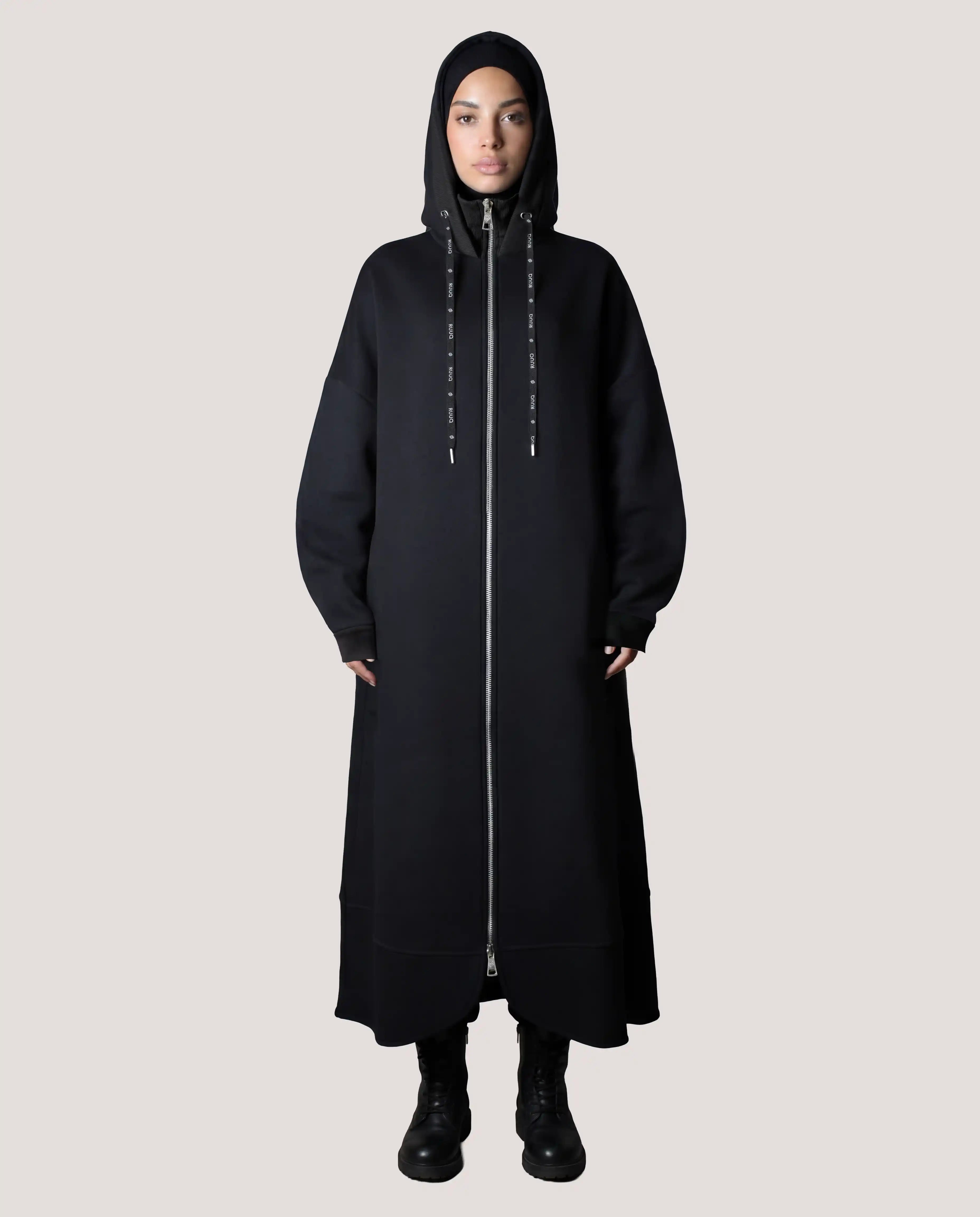 Lange Zip Hoodie Fleece — Maxi-Lengte Modest Hoodie | RUUQ