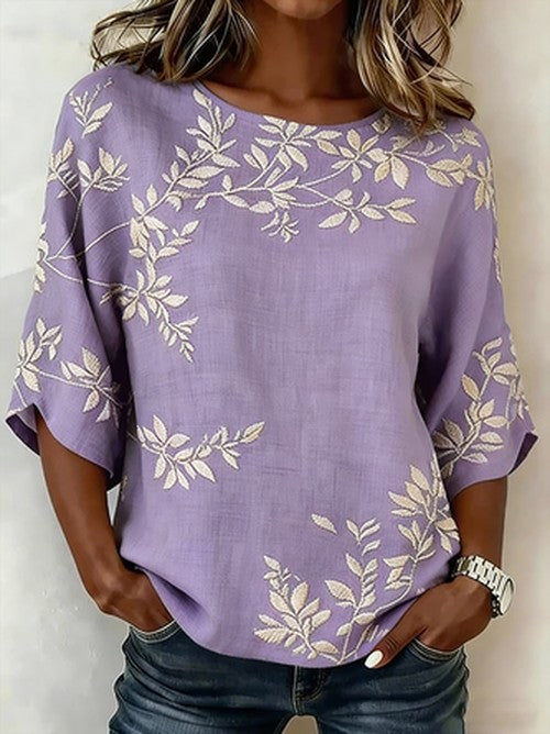 Losse Vintage Linnen Blouse in Katoen
