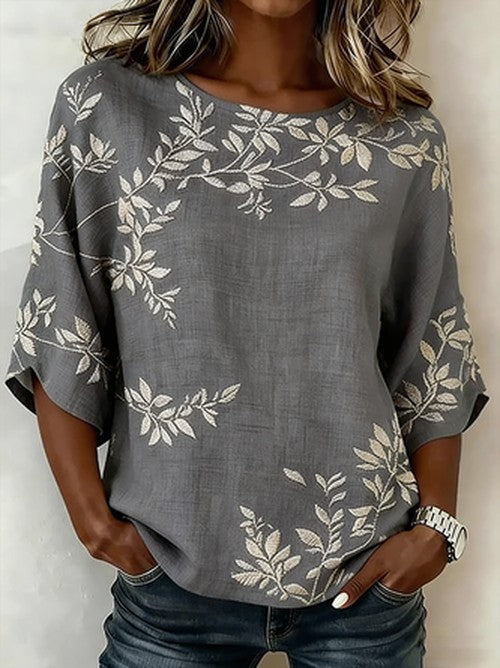 Losse Vintage Linnen Blouse in Katoen