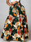 Lose Elegante Bloemenrok - Donkergroen Bloemenprint