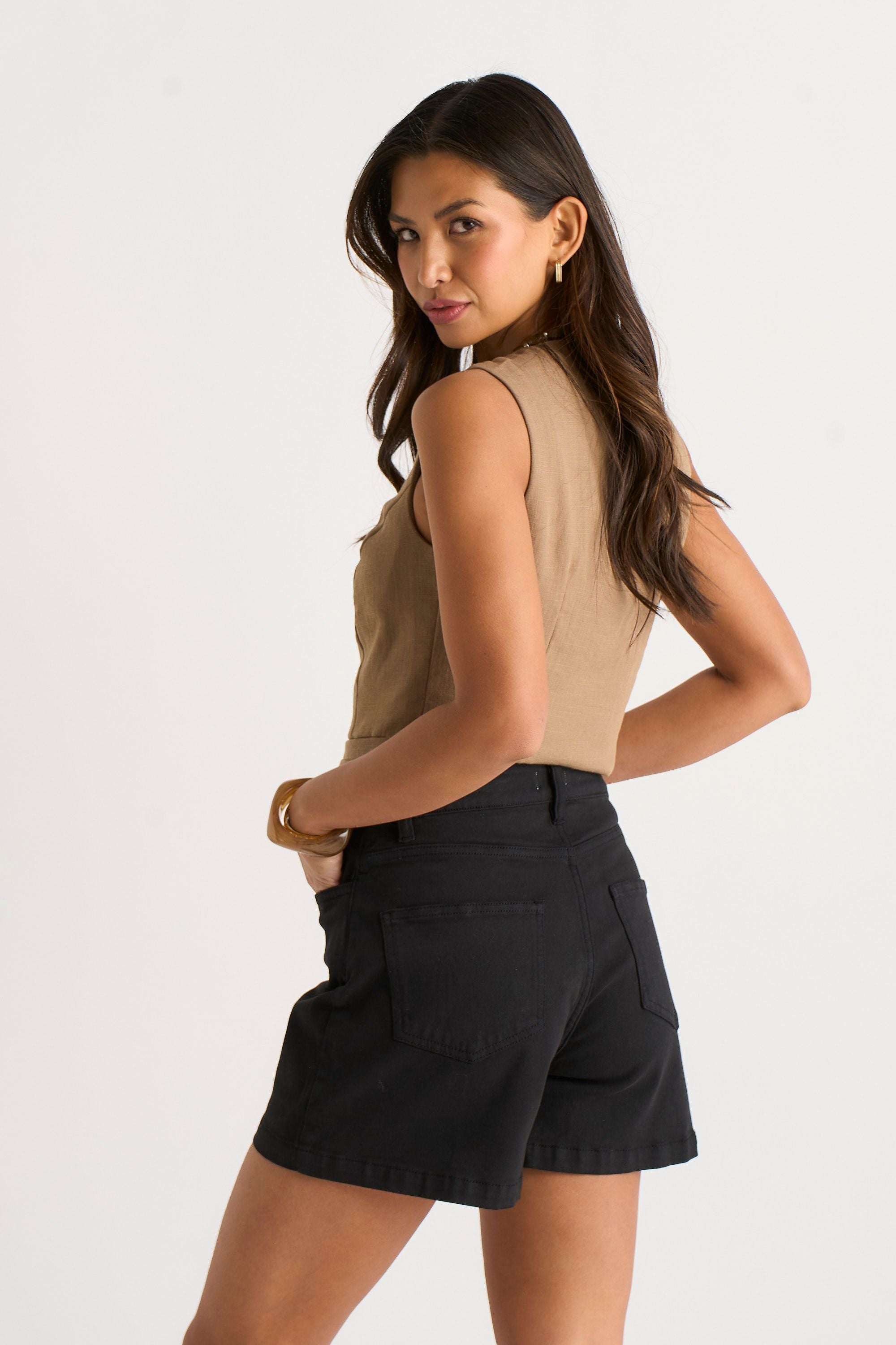 Gini London Zwarte Denim Short voor Dames
