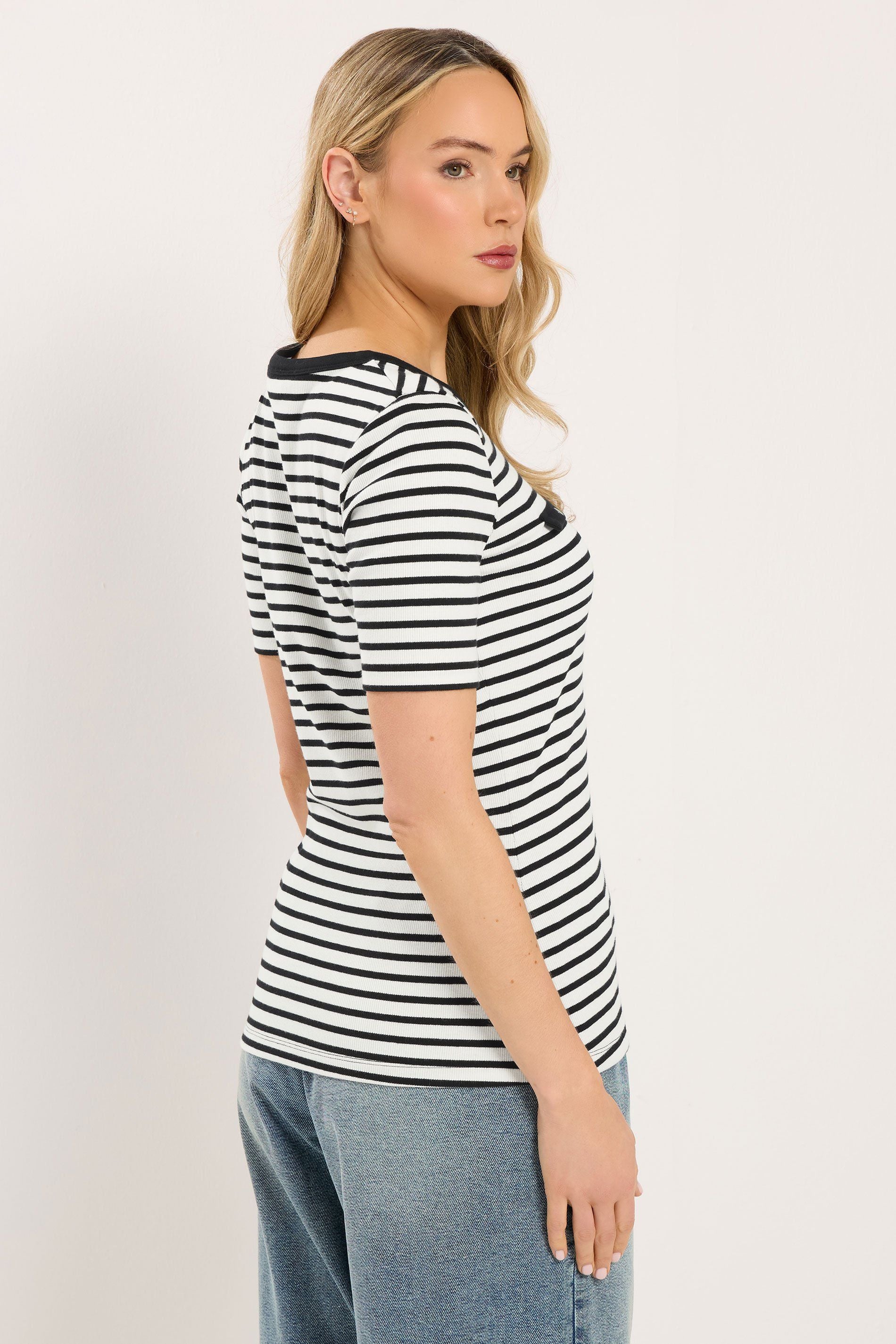 Gestreepte Button Top - Klasieke Comfort voor Iedere Dag
