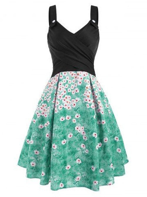 Bloemenprint Jurk met Gekruiste Banden - Zomers en Comfortabel