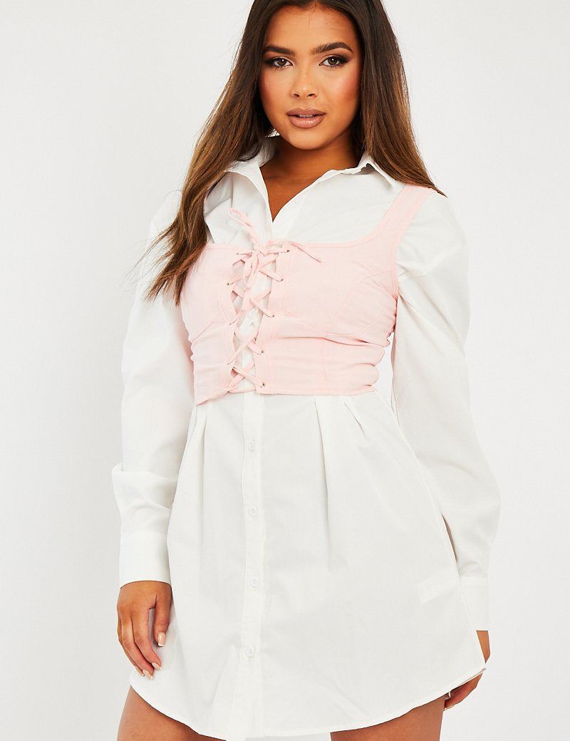 Roze Crepe Corset Bralette - Judie