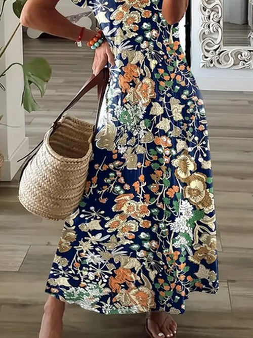 Luchtige Bloemenprint Jurk met V-hals | Grote Maten