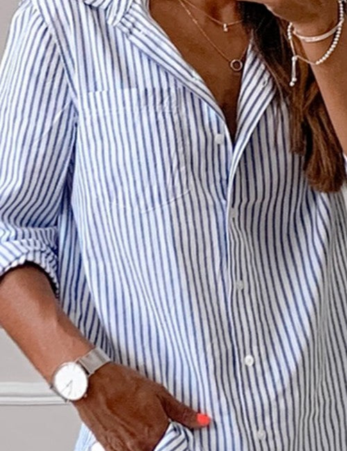 Gestreepte casual blouse in groot formaat