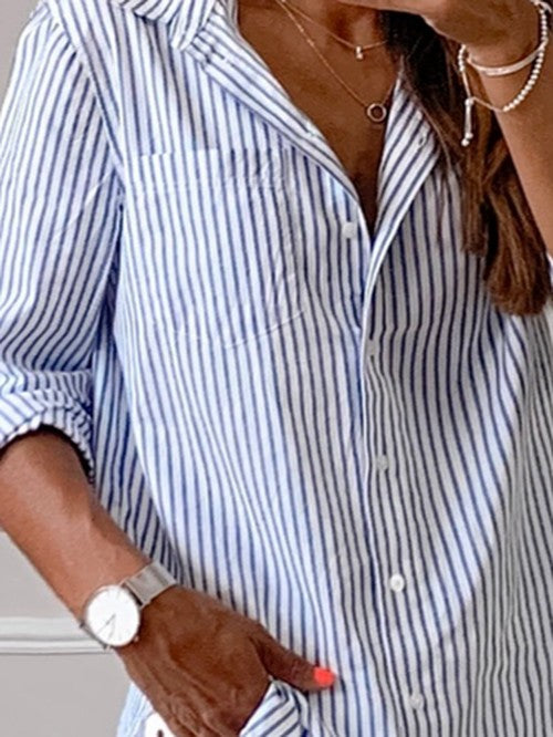 Gestreepte casual blouse in groot formaat