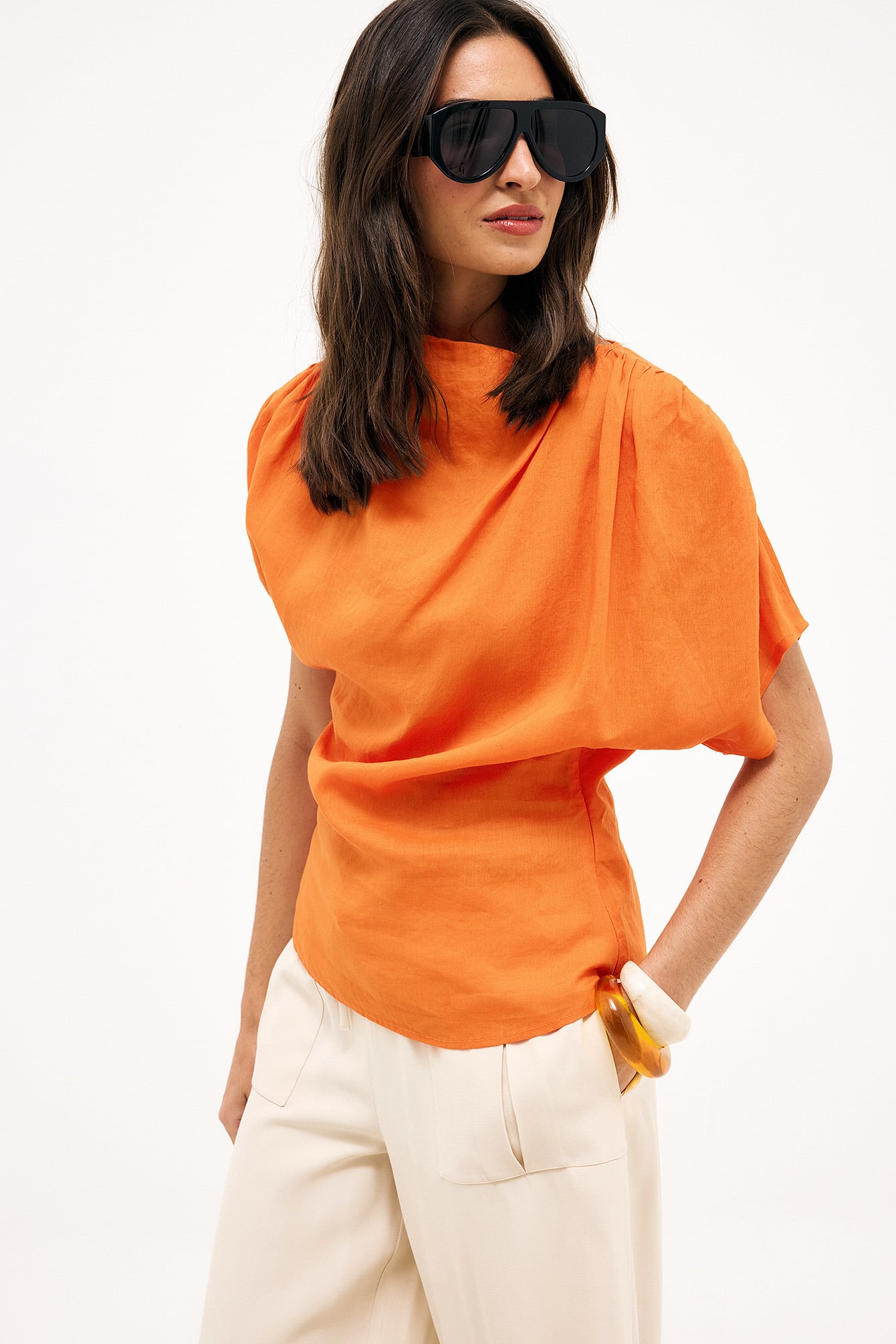 Ramie Draped Top - Luchtig Elegante Blouse voor Elke Dag