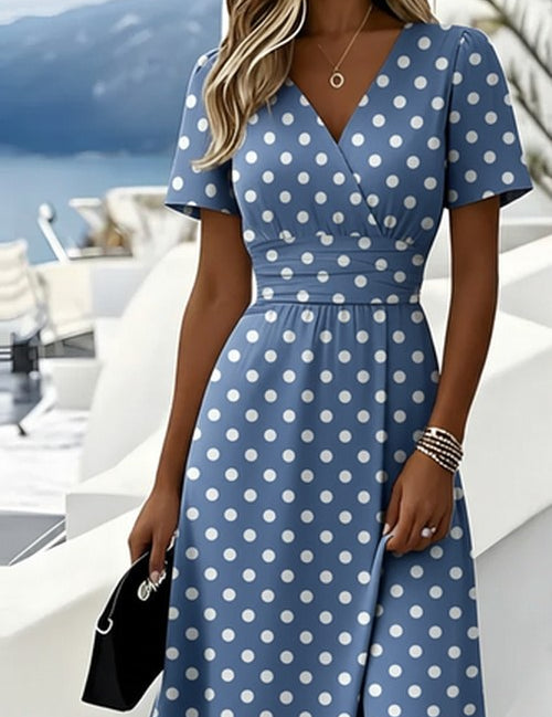 Elegante Polka Dots Jurk met Regular Fit