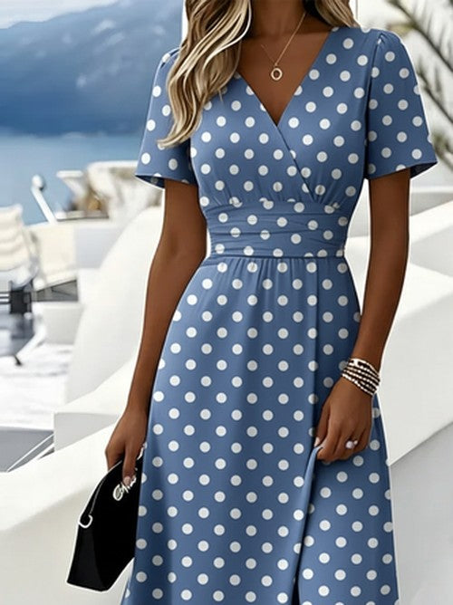 Elegante Polka Dots Jurk met Regular Fit