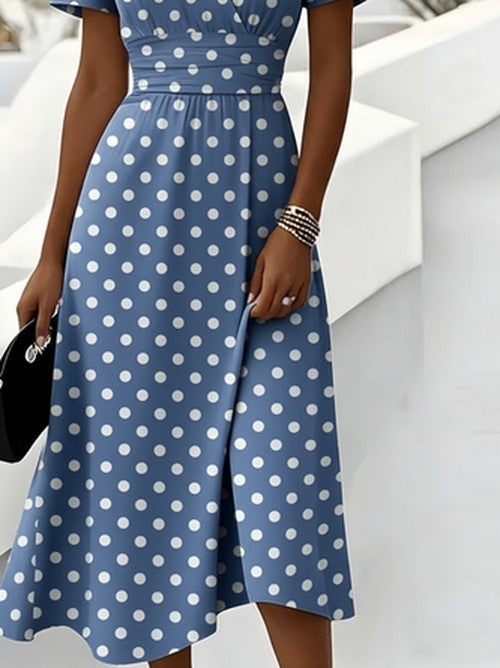 Elegante Polka Dots Jurk met Regular Fit