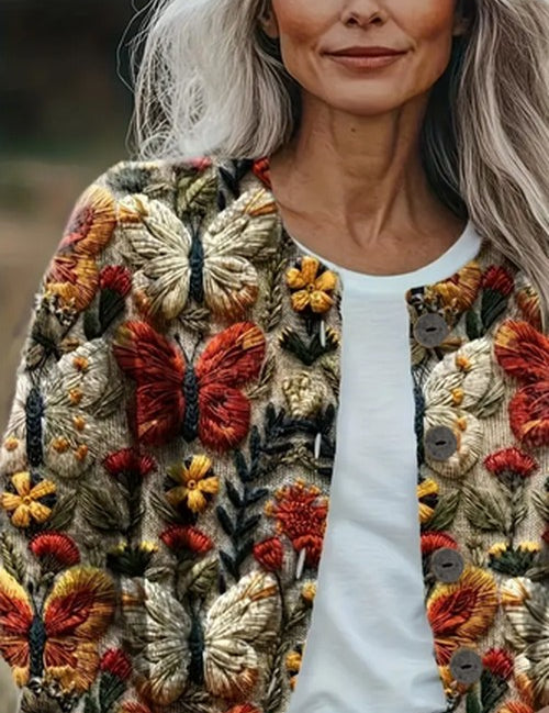 Bloemenprint Cardigan Regular Fit - Casual Crew Neck
