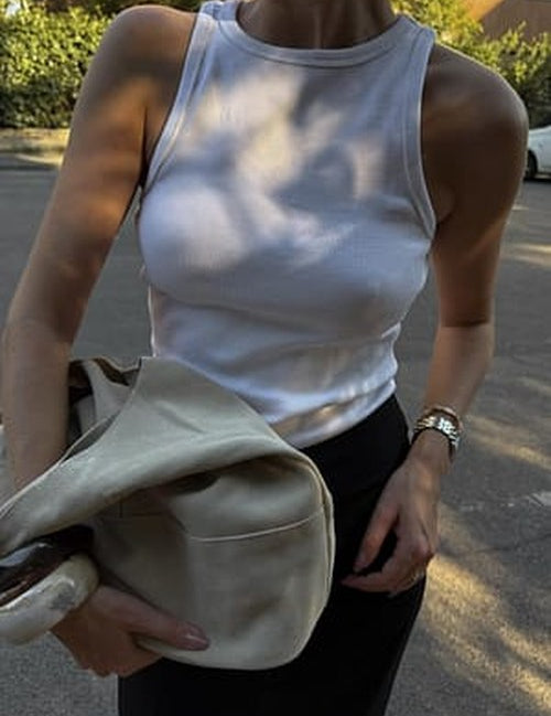 Ribbed Tanktop in Natuurlijk Linnen