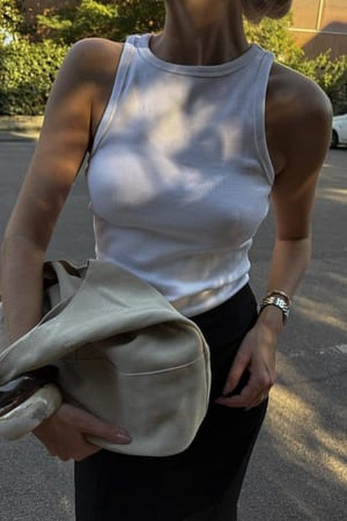 Ribbed Tanktop in Natuurlijk Linnen