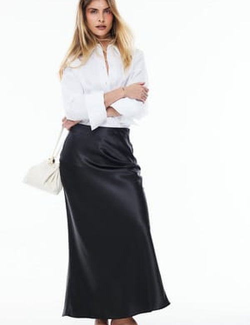 Satijn Midi Rok - Elegante Glans voor Dagelijks