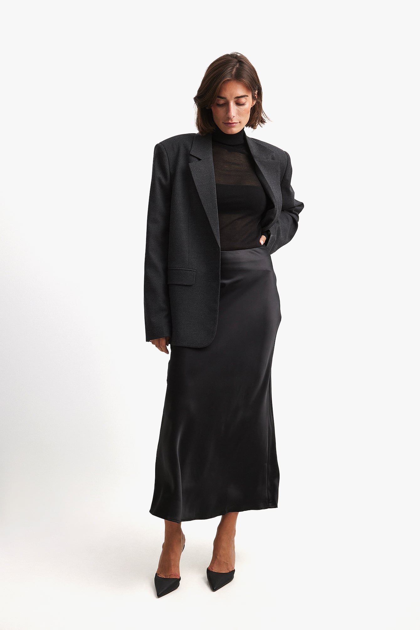Satijn Midi Rok - Elegante Glans voor Dagelijks