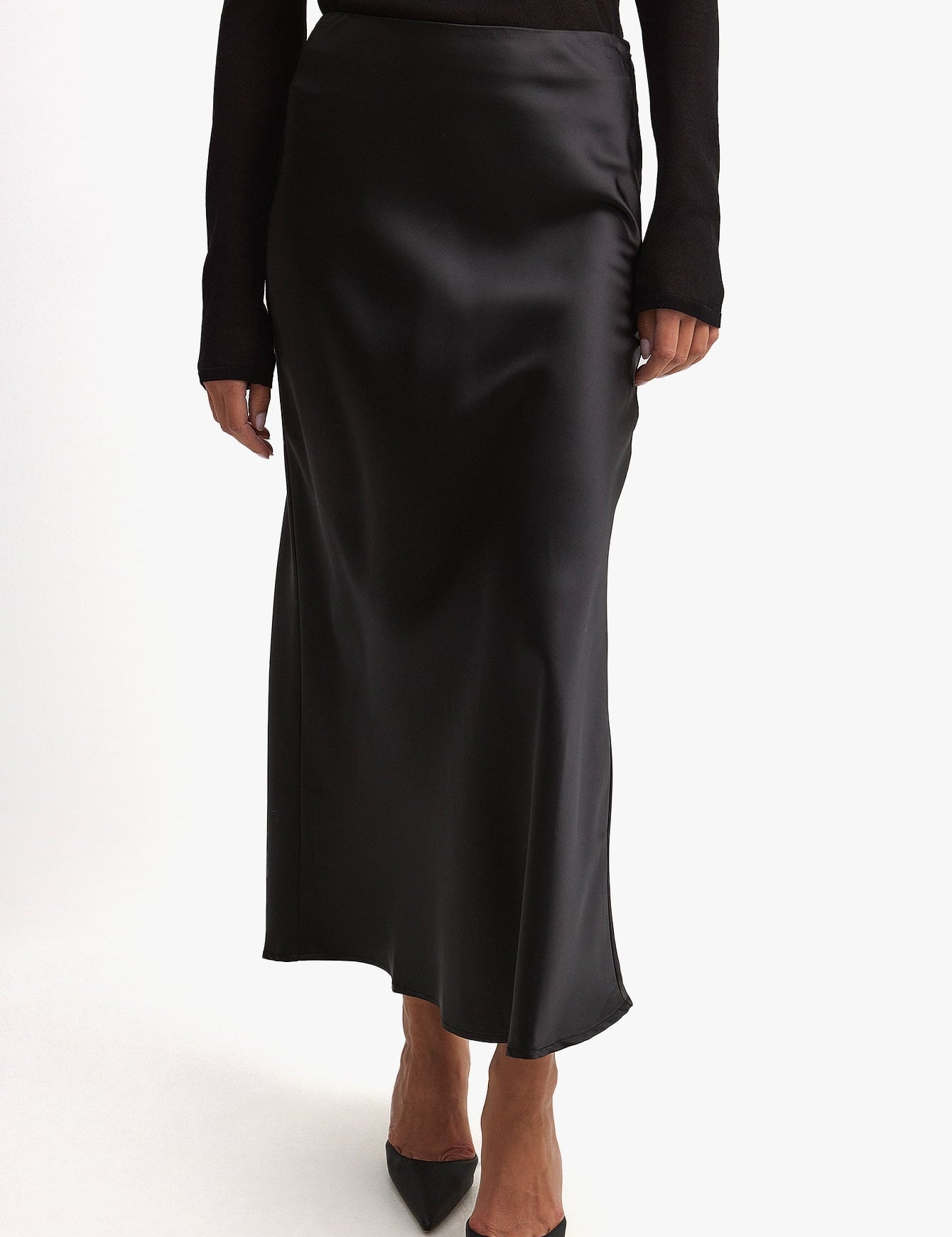 Satijn Midi Rok - Elegante Glans voor Dagelijks